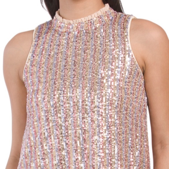 Julia Jordan Ruffle Mock Neck Sleeveless Sequin Swing Dress - Picture 5 of 5